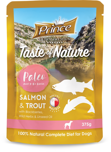 Prince Taste of Nature Paleo LOSOS in POSTRV z robidami, divjimi zelišči 375g