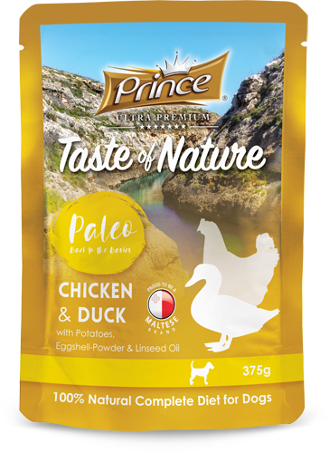 Prince Taste of Nature Paleo PIŠČANEC in RACA s krompirjem 375g
