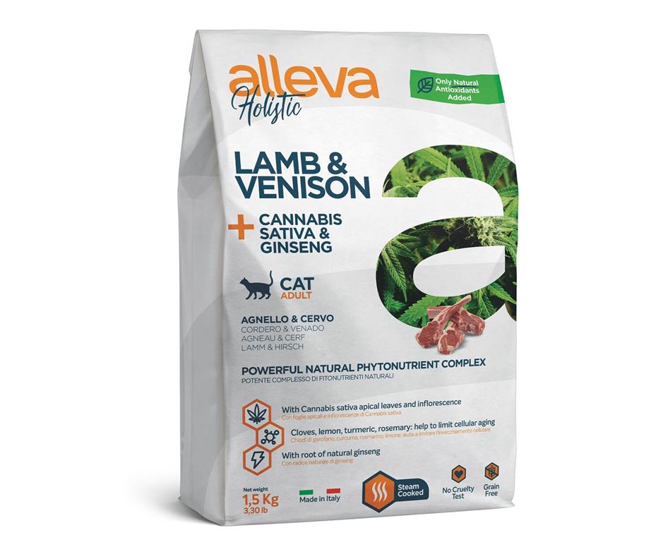 Alleva Holistic za ODRASLE mačke - JAGNJETINA & DIVJAČINA konoplja in ginseng