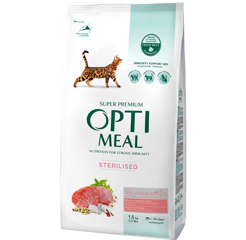 OPTI MEAL CAT HIGH IN BEEF 1,5KG