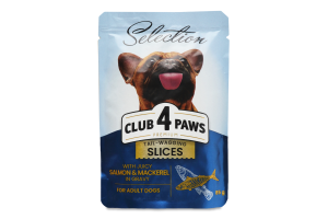 CLUB4PAWS - Rezine z lososom in skušo v omaki - za odrasle pse, majhnih pasem