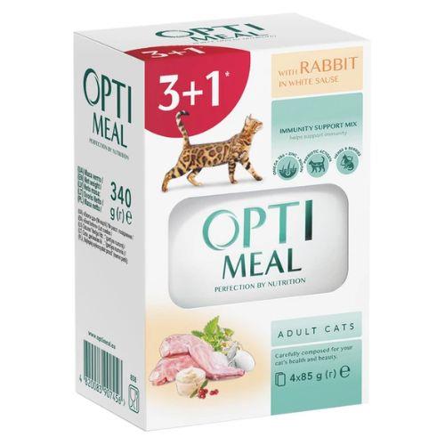 OPTI MEAL Cat Adult vrečka - KUNEC v beli omaki 85 g 3+1
