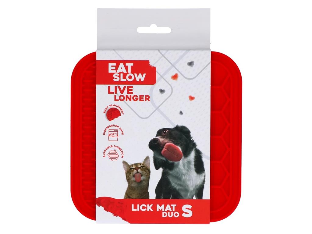 EAT SLOW LICK MAT DUO S RDEČ