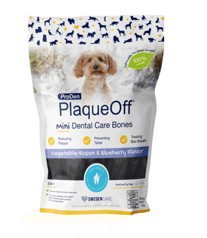 PLAQUE OFF DENTAL CARE BONES MINI, okus borovnice, 20 kosov