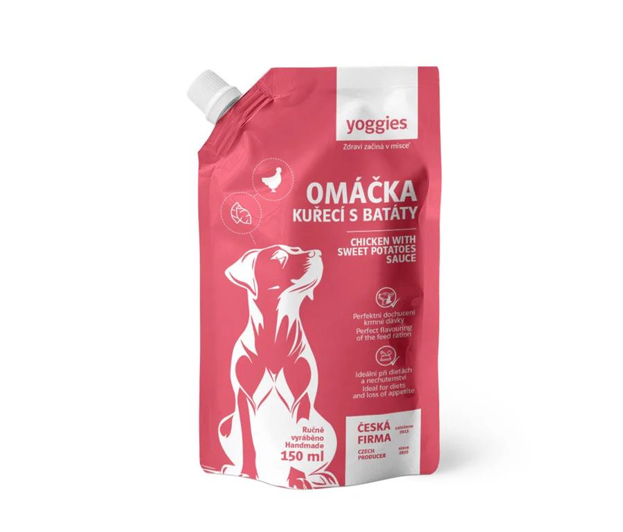 Yoggies Omaka za pse s PIŠČANCEM in SLADKIM KROMPIRJEM, 150ml