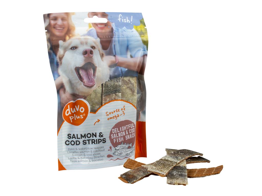 DUVO PLUS SALMON & COD STRIPS 150G