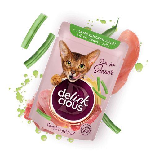 DELICKCIOUS Rezine z JAGNJETINO, piščančjim filejem in zelenim fižolom v želeju