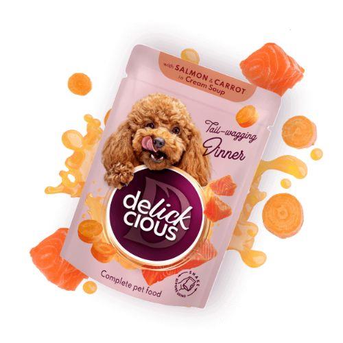 DELICKCIOUS Trakovi z LOSOSOM in korenjem v kremni omaki