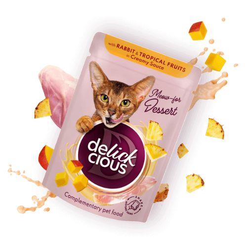 DELICKCIOUS Koščki s KUNCEM in tropskim sadjem v kremasti omaki