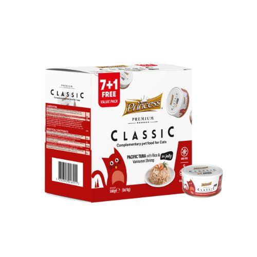 Princess Classic – Pacifiški tuna z rižem in kozicami, 70g, 7+1
