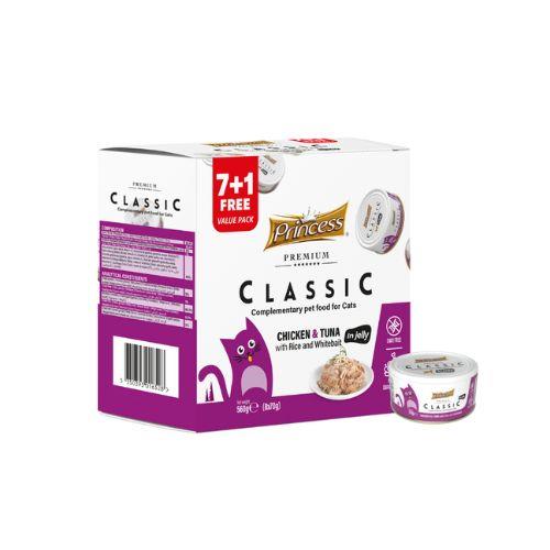 Princess Classic – Piščanec & tuna z rižem in belicami, 70g, 7+1