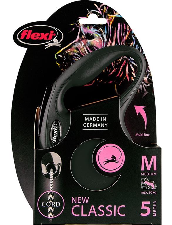 FLEXI NEW CLASSIC M ČRN/5M-VRVICA-12KG