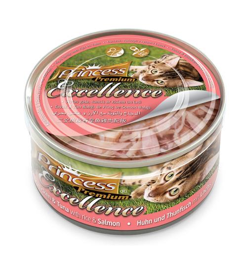 PRINCESS Cat EXCELLENCE konzerva - PIŠČANEC, TUNA, LOSOS 70g
