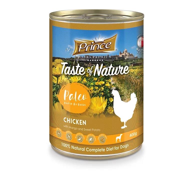 PRINCE Dog PREMIUM konzerva - PIŠČANEC, MANGO, SLADKI KROMPIR 400g