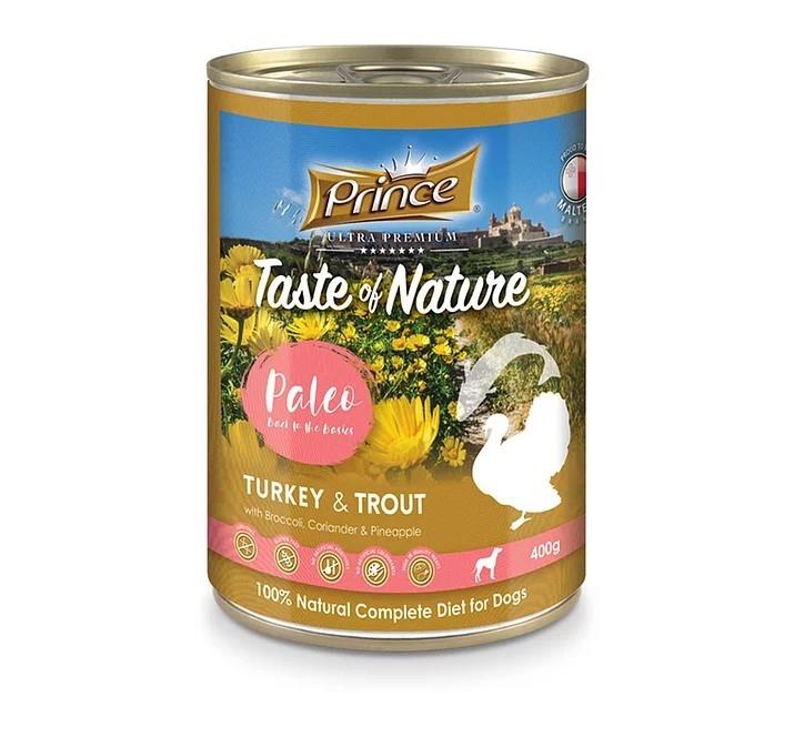 PRINCE Dog PREMIUM konzerva - PURAN in POSTRV z brokolijem 400g