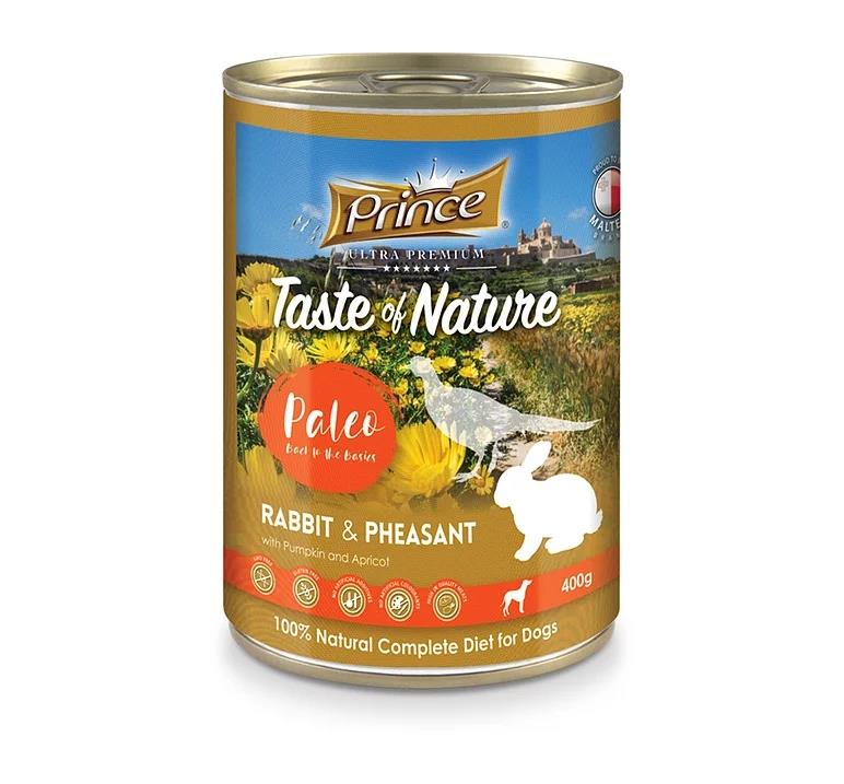 PRINCE Dog PREMIUM konzerva - ZAJEC, FAZAN, BUČA, MARELICA 400g