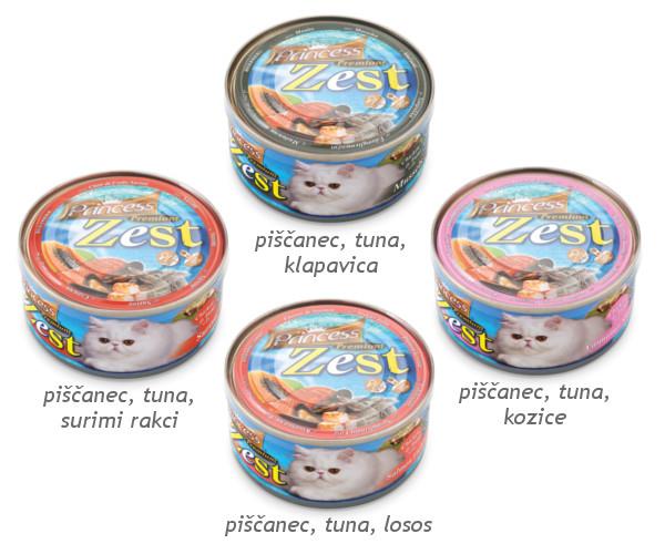 PRINCESS Cat PREMIUM Zest - PIŠČANEC, TUNA, KOZICE 170g