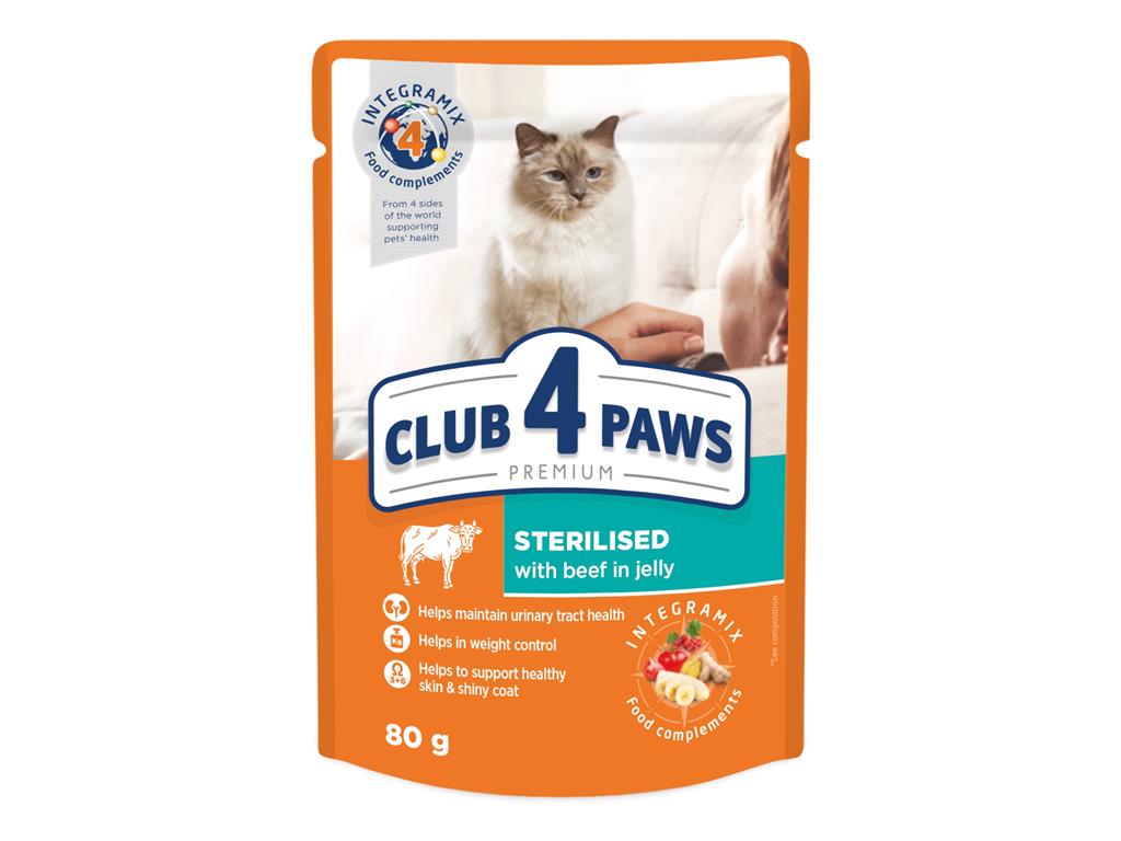 CLUB4PAWS CAT STERILI. GOVEDINA V ŽELEJU