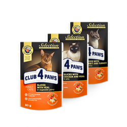 CLUB4PAWS CAT PIŠČANEC&TELETINA 80G