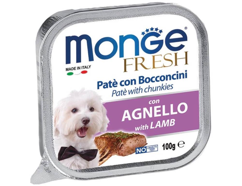 MONGE FRESH PATE IN KOŠČKI Z JAGNJ.100G