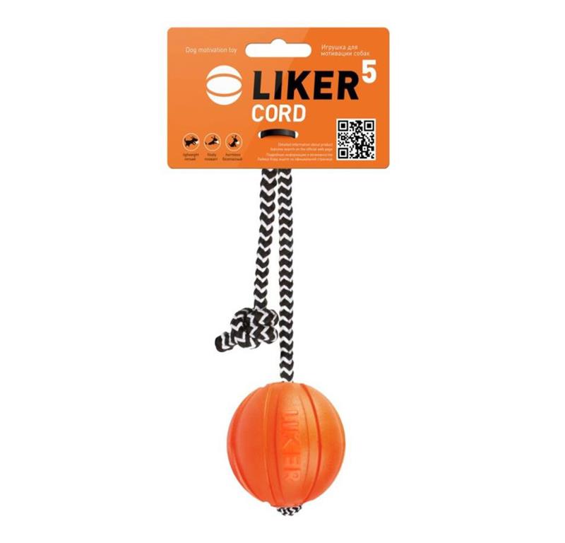 LIKER 5 žoga za pse - Z VRVICO